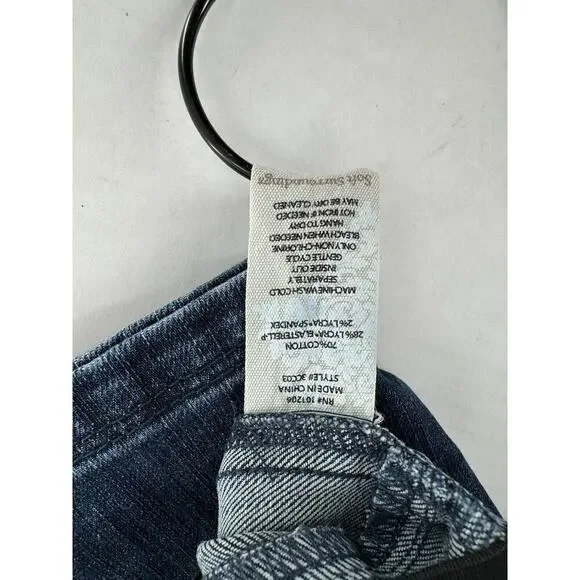 Soft Surroundings Size PM Denim Pull On Relaxed Straight Jeans Dark Slimming - Picture 8 of 15
